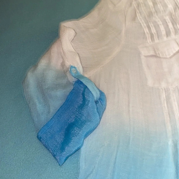 ZAC & RACHEL gauzy ombré tunic long sleeves semi sheer pockets v-neck size 2X - Picture 4 of 13